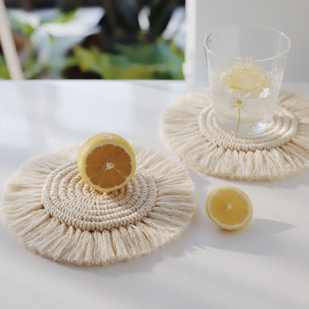 Coaster artesanal macramê - ROUND - Minimalist House LTDA