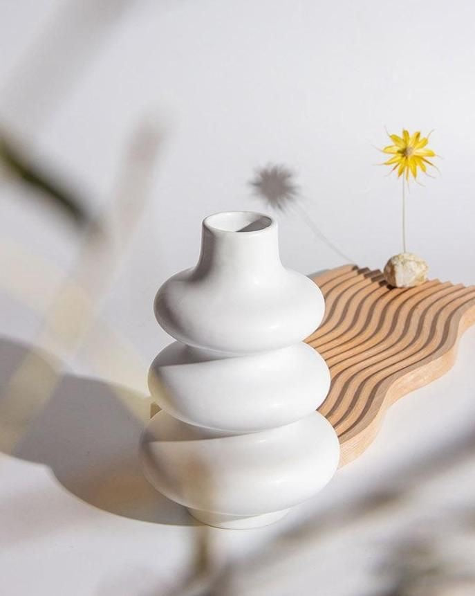 Vaso de cerâmica bege Nordic - Minimalista - Minimalist House LTDA