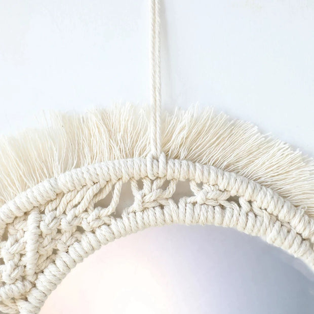 Boho Macramê espelho decorativo - Lua - Minimalist House LTDA